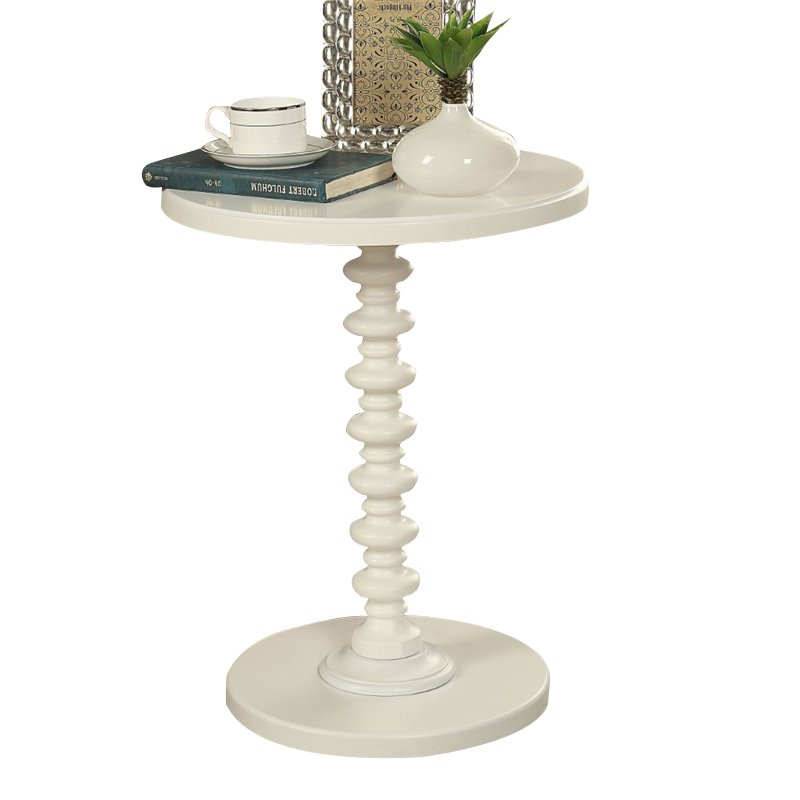 Bowery Hill Contemporary Round Top End Table in White