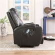 Bowery Hill Contemporary Faux Leather Rocker Recliner with Massage in Black