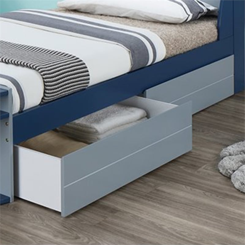 Bowery Hill Modern Wood Underbed Drawer with Casters in Gray (Set of 2)