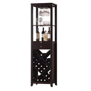 Bowery Hill Contemporary Wine Cabinet with 1 Drawer in Espresso