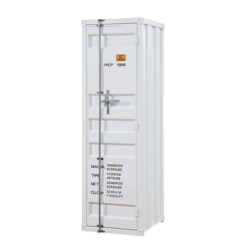 Bowery Hill Contemporary Metal Wardrobe Armoire with 1 Door in White