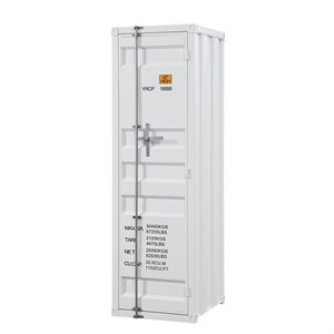 Bowery Hill Contemporary Metal Wardrobe Armoire with 1 Door in White