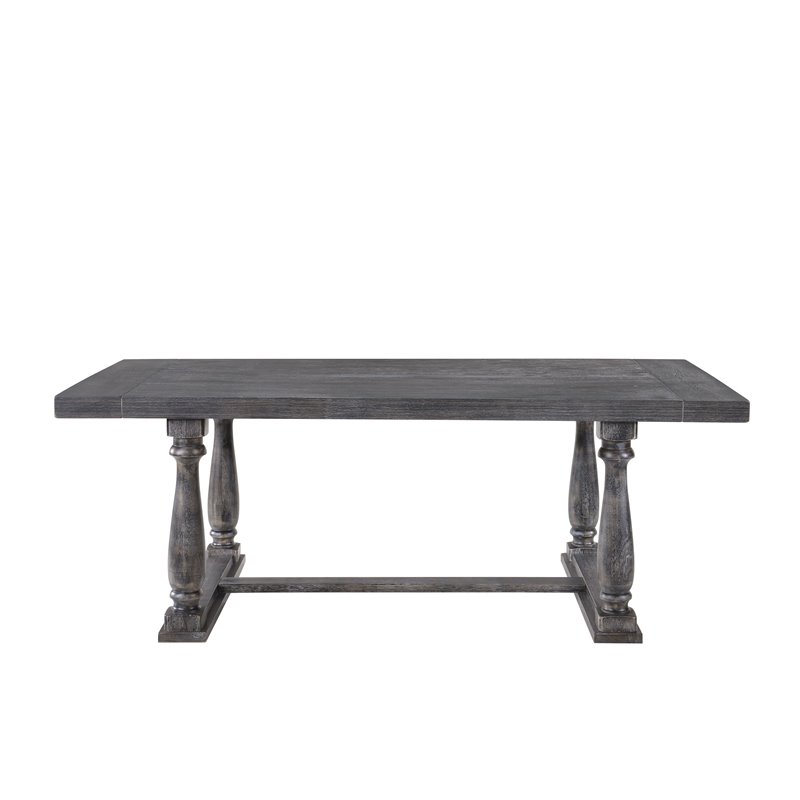 Bowery Hill Transitional Dining Table in Weathered Gray Oak
