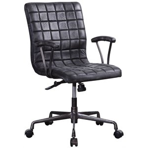 Bowery Hill Executive Office Chair in Black Top Grain Leather