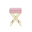 Bowery Hill 1 Drawer Modern Metal/Wood Side Table in Pink/Gold