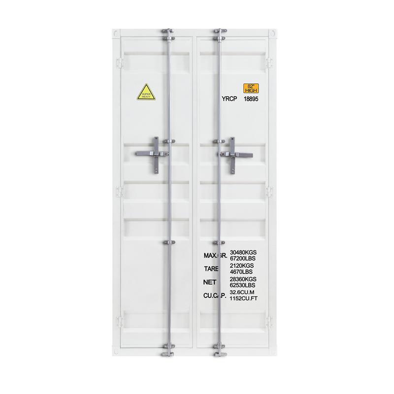 Bowery Hill Modern Double Door Metal Wardrobe in White