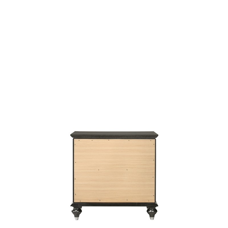 Bowery Hill 2 Drawer Nightstand with USB Charging Dock in Metallic Gray