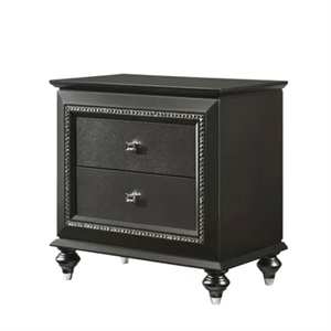 Bowery Hill 2 Drawer Nightstand with USB Charging Dock in Metallic Gray