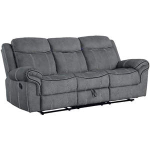 Bowery Hill Modern Velvet Reclining Sofa with USB Dock in Gray