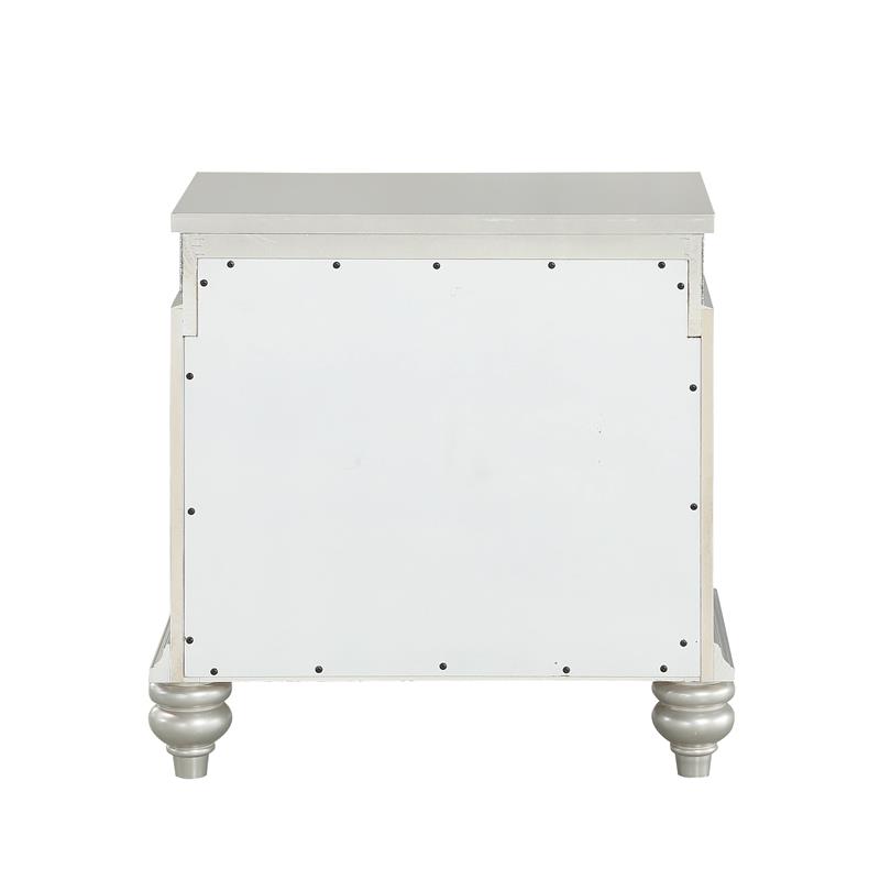 Bowery Hill Transitional 2 Drawer Nightstand in Platinum