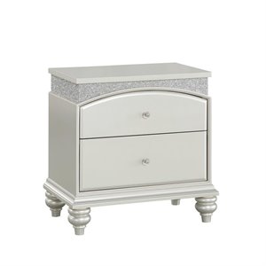 Bowery Hill Transitional 2 Drawer Nightstand in Platinum