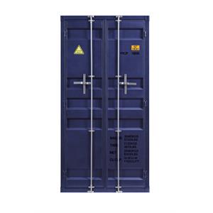 Bowery Hill Modern Double Door Wardrobe in Blue