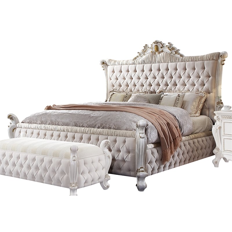 Bowery Hill Contemporary Eastern King Bed in Antique Pearl