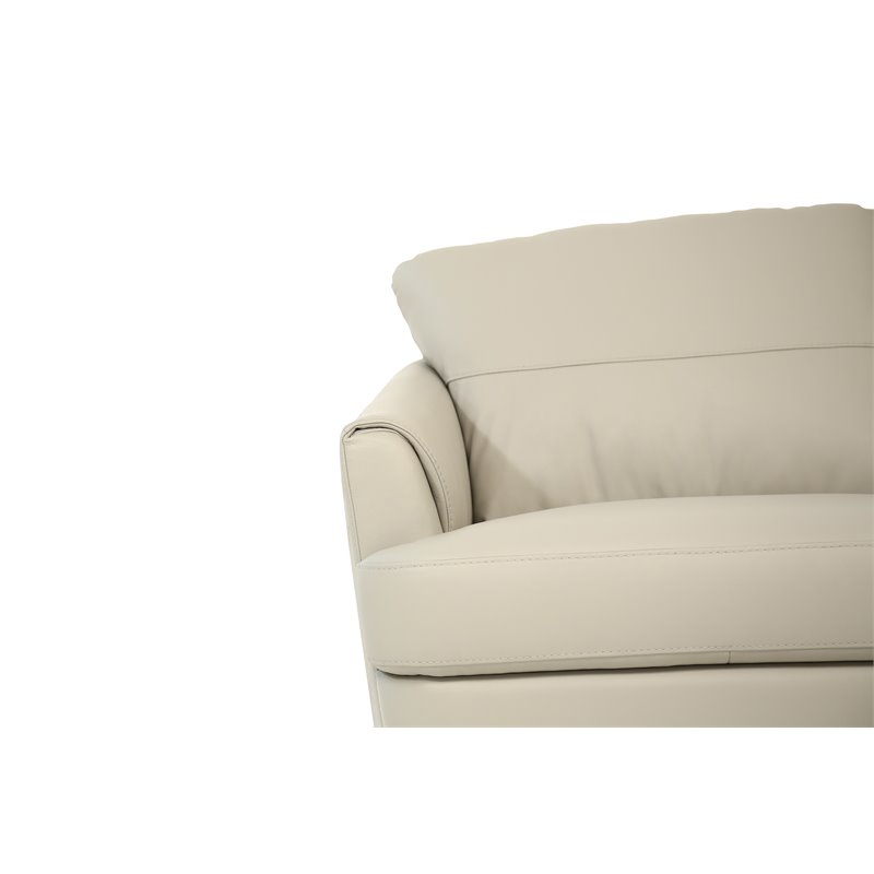 Bowery Hill Modern Leather Upholstered T-Shaped Cushion Sofa in Beige