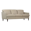 Bowery Hill Modern Leather Upholstered T-Shaped Cushion Sofa in Beige