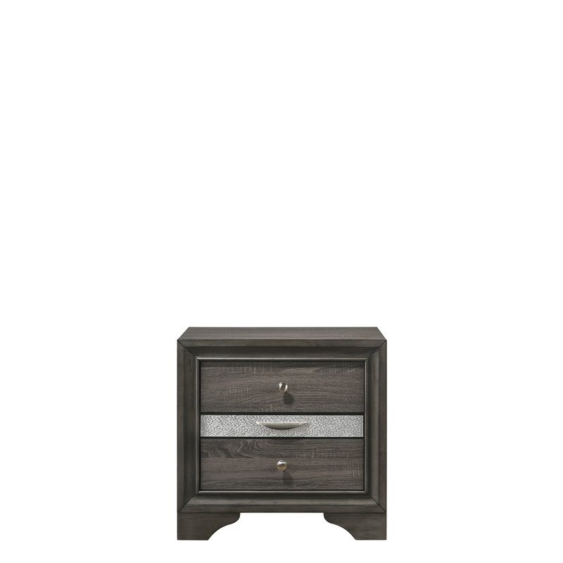 Bowery Hill Modern 3 Drawer Nightstand in Gray