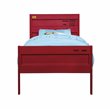 Bowery Hill Contemporary Metal Twin Panel Bed with Low Profile Footboard in Red