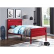 Bowery Hill Contemporary Metal Twin Panel Bed with Low Profile Footboard in Red
