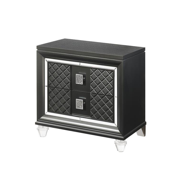 Bowery Hill Contemporary 2 Drawer Nightstand in Metallic Gray