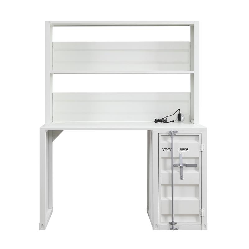 Bowery Hill Modern Desk and Hutch with Storage in White