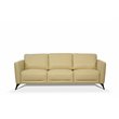 Bowery Hill Contemporary Leather and Metal Sofa in Cream Beige