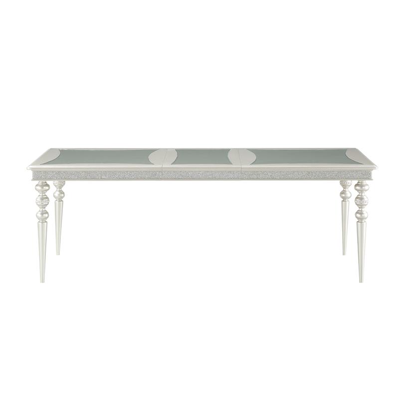 Bowery Hill Contemporary Dining Table with Extension Leaf in Platinum