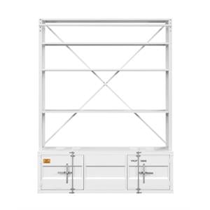 Bowery Hill Modern 4 Shelf Metal Bookshelf with Ladder in White