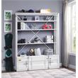 Bowery Hill Modern 4 Shelf Metal Bookshelf with Ladder in White