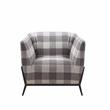 Bowery Hill Contemporary Plaid Accent Chair in Cherry