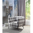 Bowery Hill Contemporary Plaid Accent Chair in Cherry