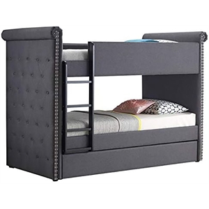 Bowery Hill Wood Gray Bunk Bed Twin Over Twin 88&quot Unassembled