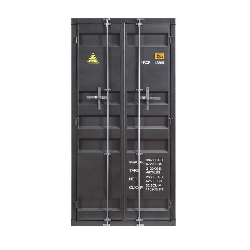Bowery Hill Metal Gunmetal Wardrobe Rectangular Durable 34