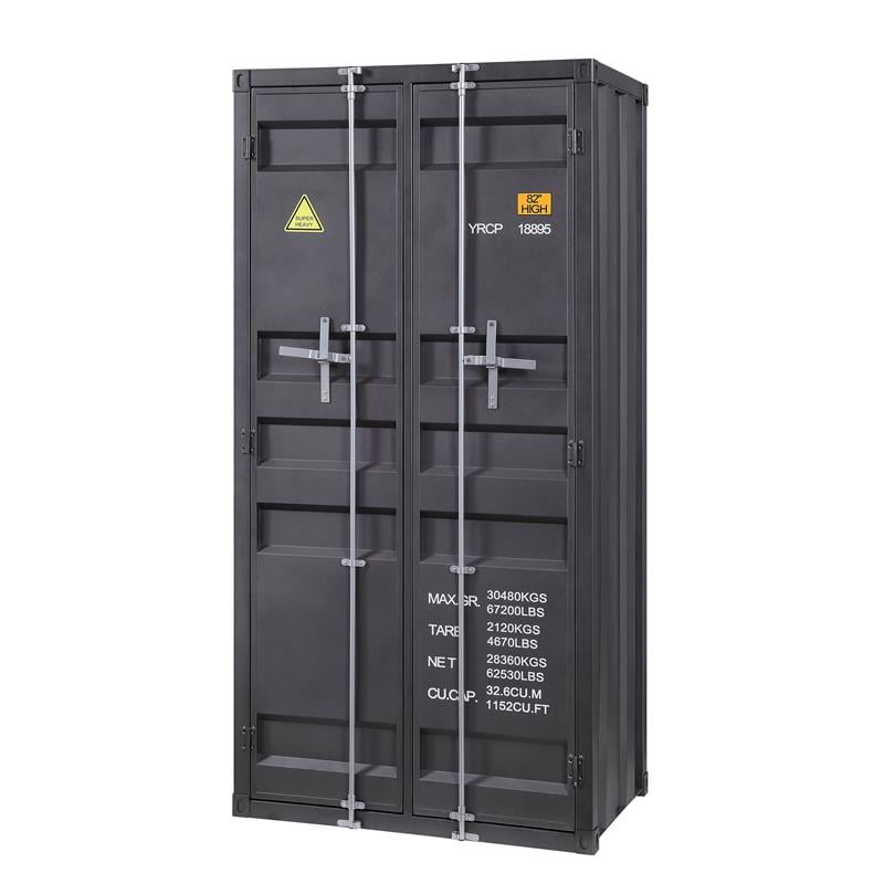 Bowery Hill Metal Gunmetal Wardrobe Rectangular Durable 34