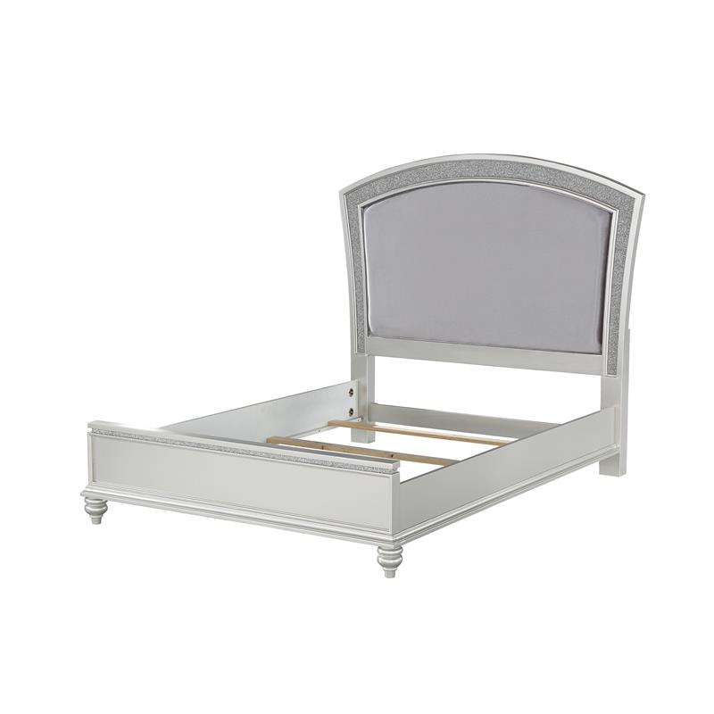 Bowery Hill Contemporary Queen Panel Bed in Platinum