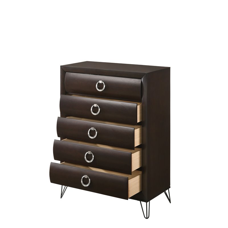 Bowery Hill Transitional 6 Drawer Chest in Dark Merlot