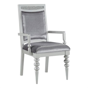 Bowery Hill 39&quotH Contemporary Wood/Fabric Arm Chair in Gray (Set of 2)