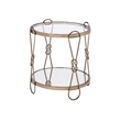 Bowery Hill Modern Glass Top Metal End Table in Champagne