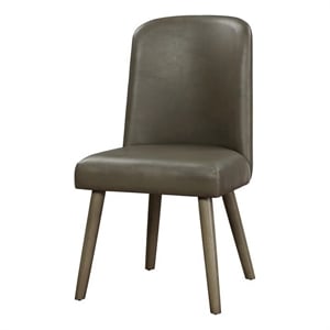 Bowery Hill 39&quotH Contemporary Faux Leather Dining Side Chair in Gray (Set of 2)