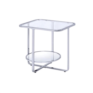 Bowery Hill Modern End Table in Chrome and Glass