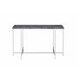 Bowery Hill Modern Faux Marble Sofa Table in Chrome