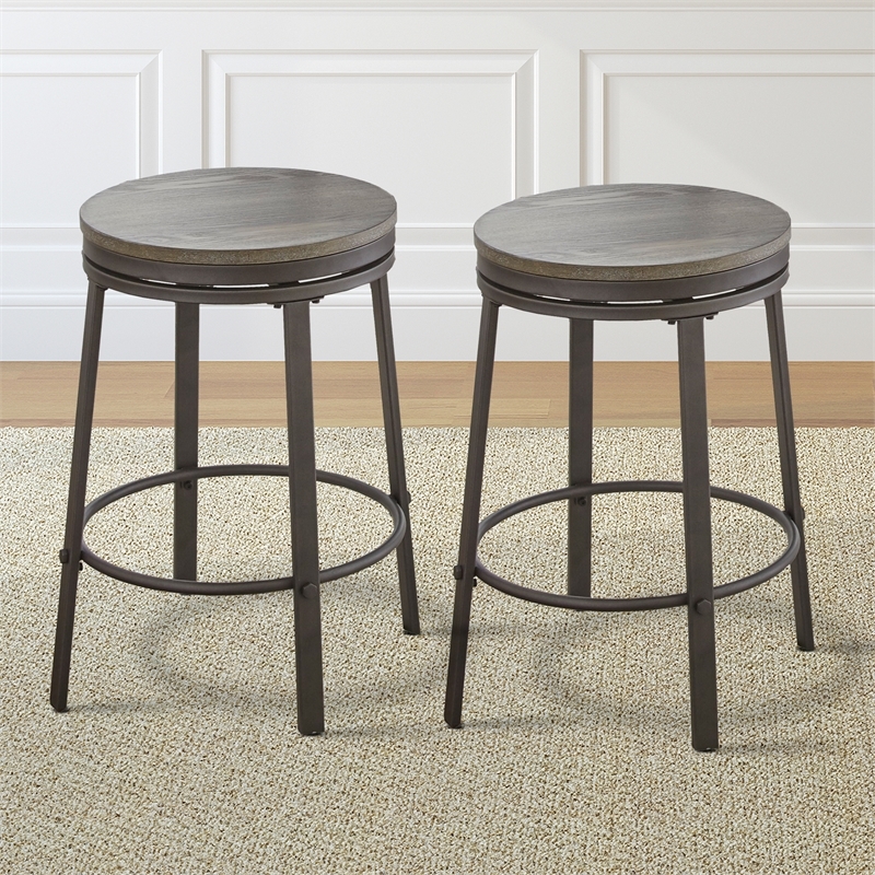Bowery Hill Iron Gray Counter Stool Round Footrest 24