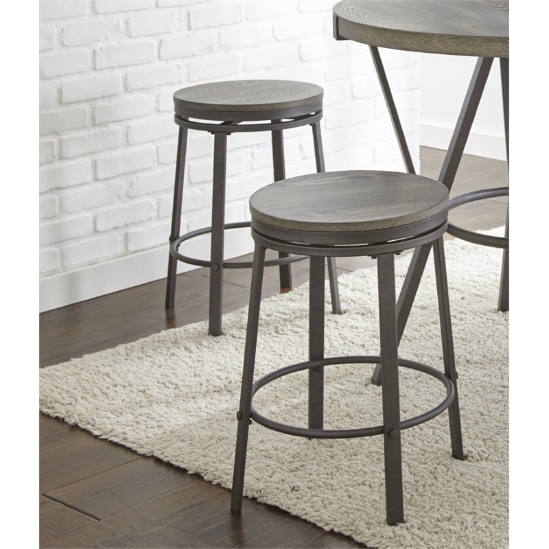Bowery Hill Iron Gray Counter Stool Round Footrest 24
