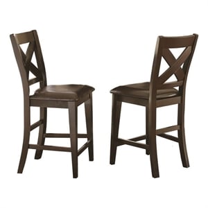 Bowery Hill 43&quot X-Back Counter Stool in Dark Espresso (Set of 2)