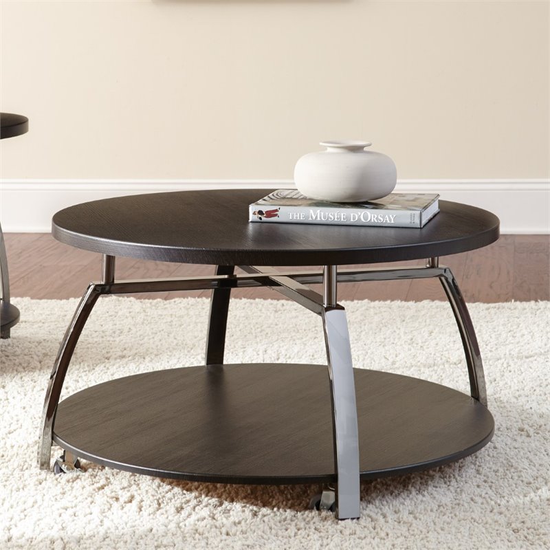 Bowery Hill Round Coffee Table in Black Nickel