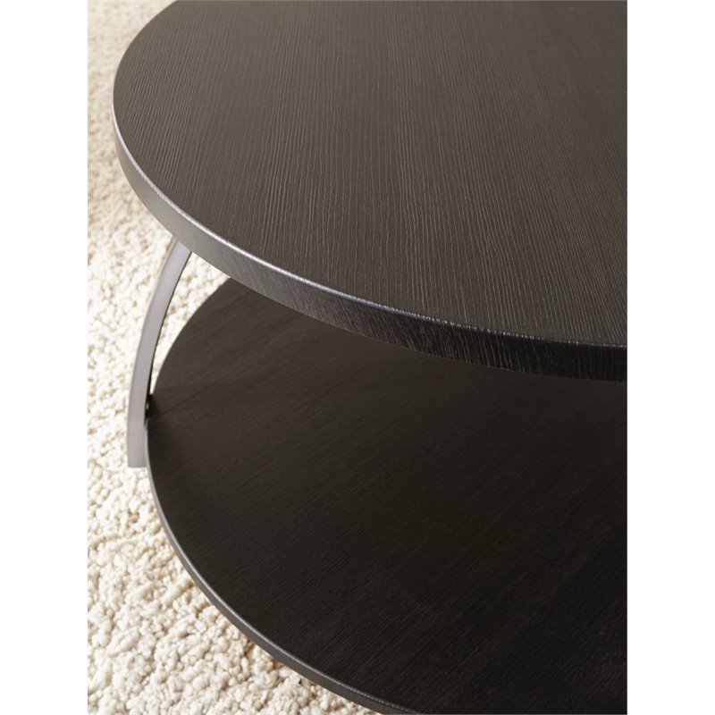 Bowery Hill Round Transitional Nickel End Table in Black Nickel