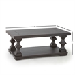 Bowery Hill Wood Coffee Table with Planked Top and Pedestal Base in Ebony