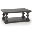 Bowery Hill Wood Coffee Table with Planked Top and Pedestal Base in Ebony