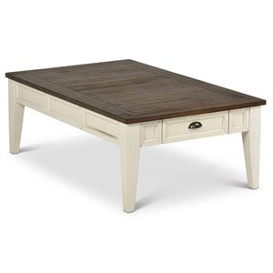 Bowery Hill Hardwood Solids Dark Oak and Antique White Coffee Table Rectangular Storage 32&quot W x 52&quot D x 18&quot H