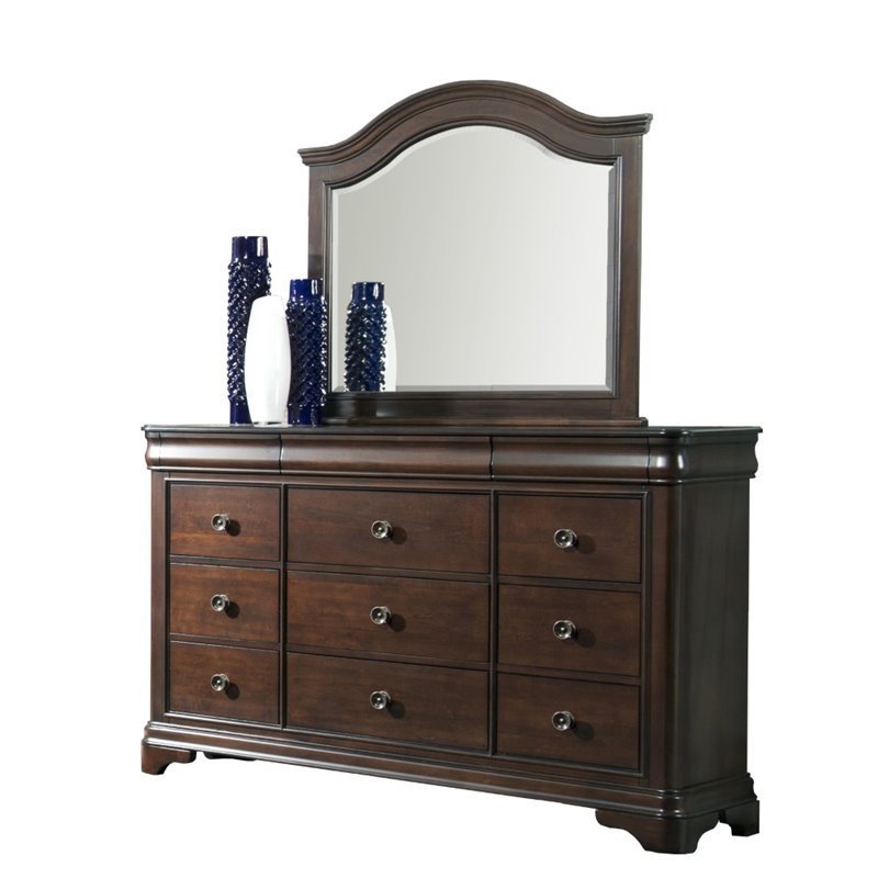 Bowery Hill Solid Wood Warm Cherry Bedroom Dresser Rectangular 65