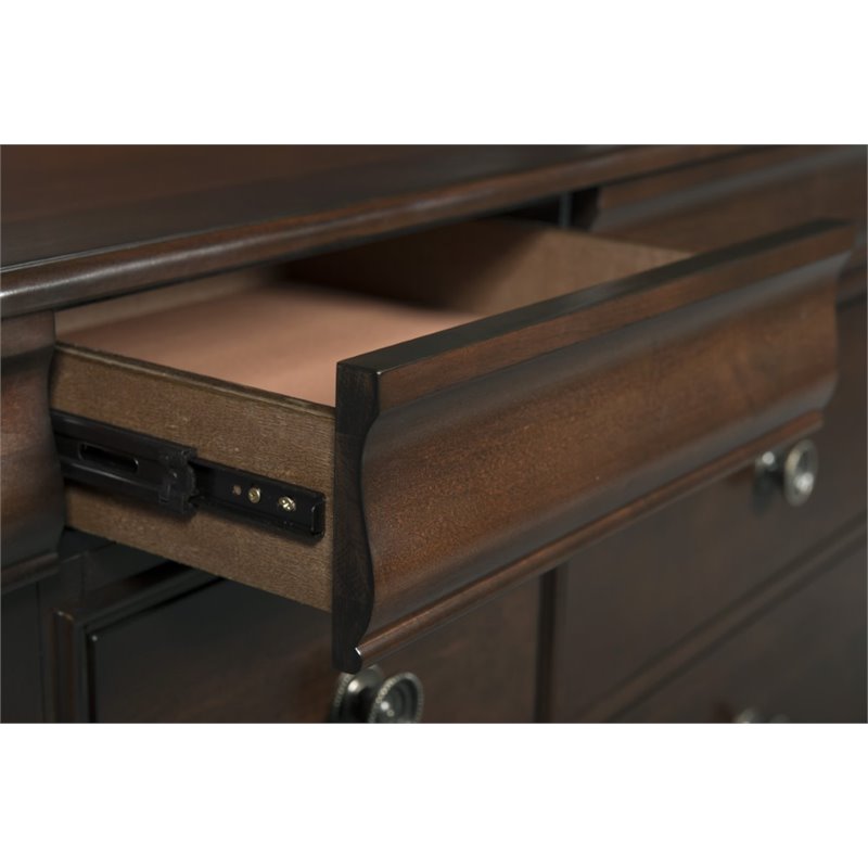 Bowery Hill Solid Wood Warm Cherry Bedroom Dresser Rectangular 65